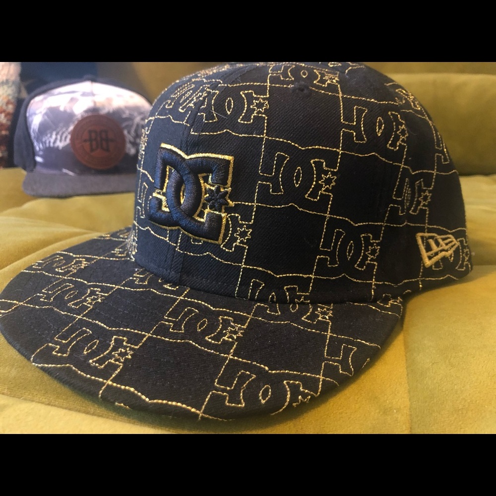 DC 7 1/2 New Era Hat Gold Black